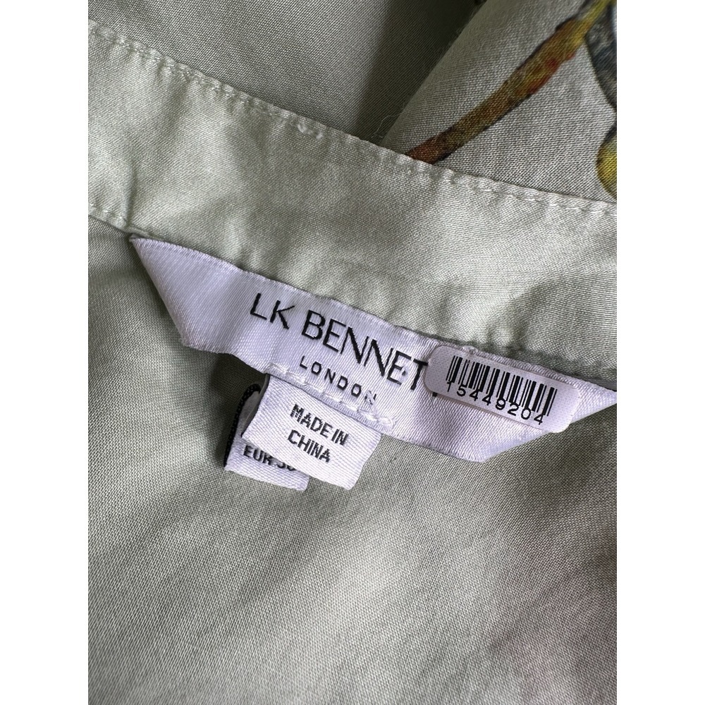 L.K. Bennett Women Dress Maxi Size 4  Green‎ Floral  V-Neck Backless Lined - Picture 13 of 16
